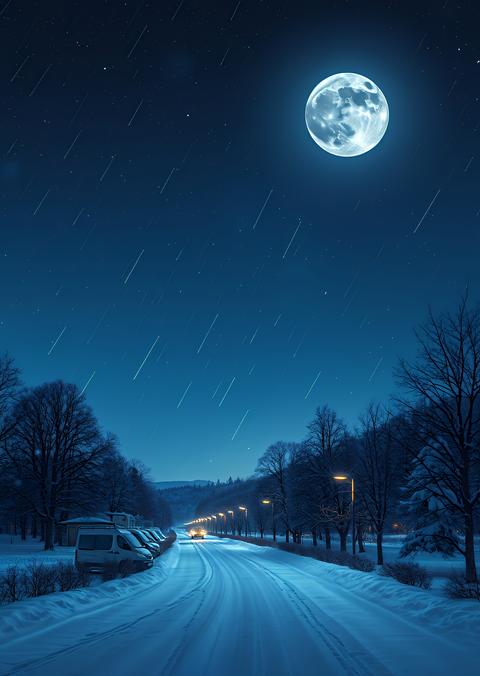 Winter night sky with moon and shooting stars illustration night sky night sky astronomy galaxy