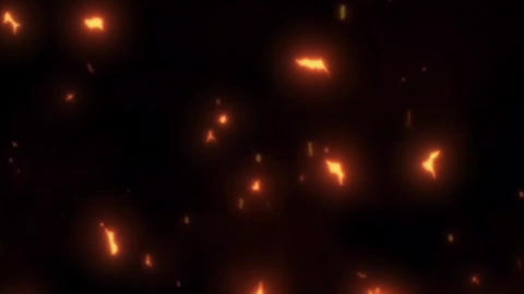 The burning fire wips in the black background
