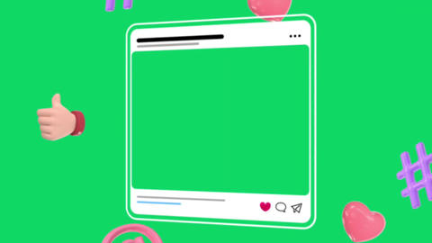 The 3D social media interface in the green screen