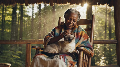 granma and cat
