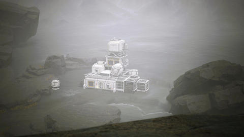 Cinematographic animation of a research station with modular architecture. Outpost space base