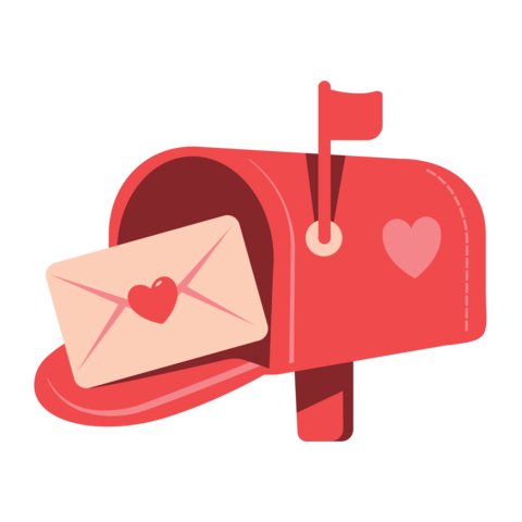 Mailbox with love letter and heart. Post box mail box. Letter box