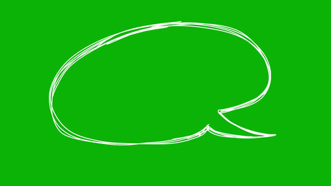 Hand drawn speech bubble animation on green screen. Chroma key comic talk bubble, scribble chat