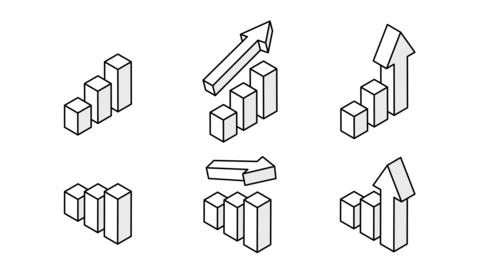 Growth curve icon set