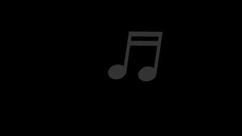 Musical note rising icon animation with transparent background