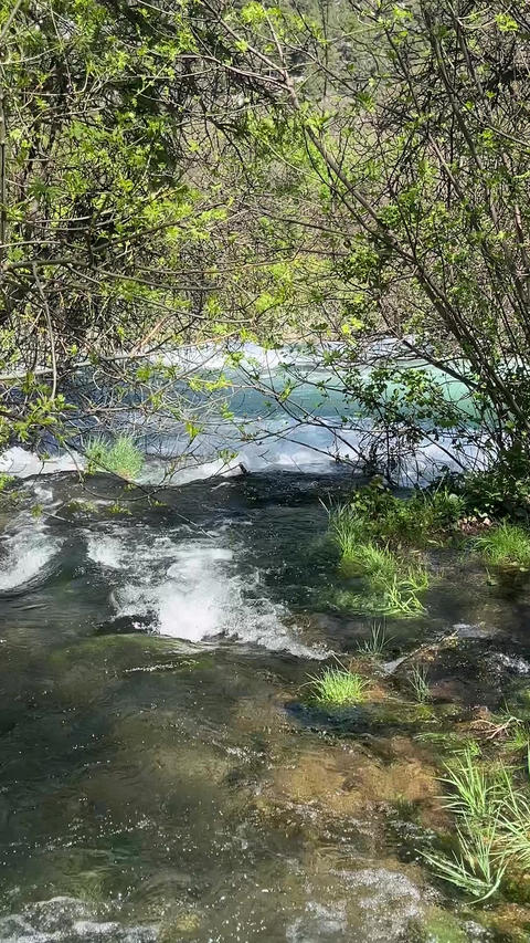 River Krka flows gently through intricate nature. Krka National Park,Croatia