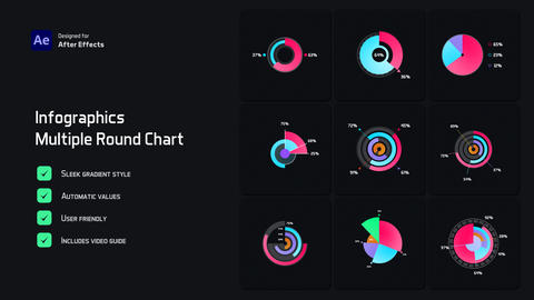 Multiple Round Chart Infograph 애프터 이펙트 템플릿 52484992 | MotionElements