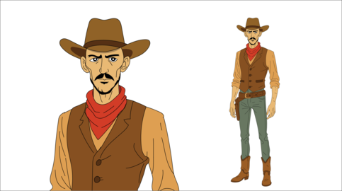 Western Cowboy Man Traditional Outfit Flat Vector Character