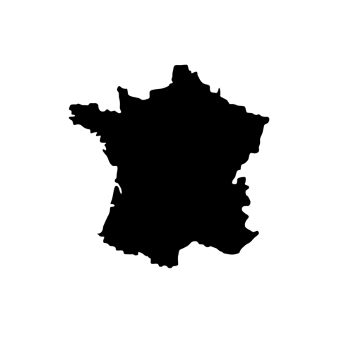 Black Silhouette Map of France PNG