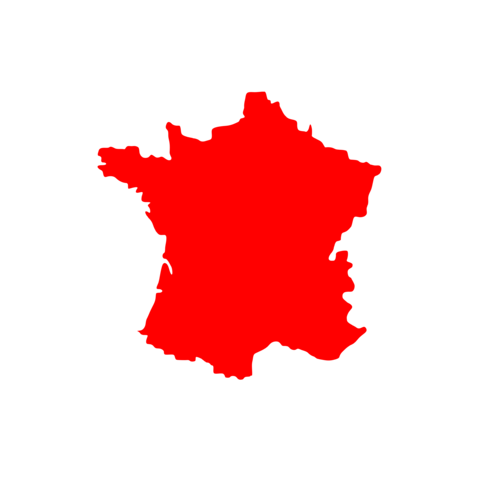 Red Silhouette Map of France PNG