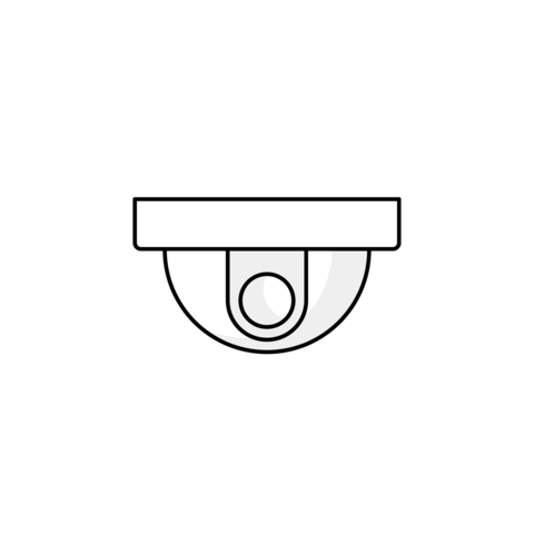 Ceiling-mounted dome camera illustration