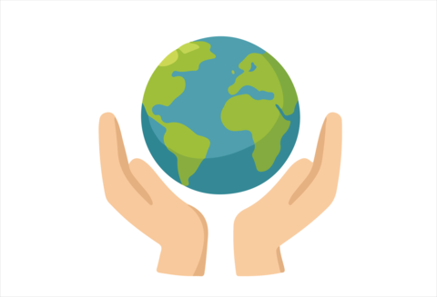 Embracing the Earth Hands Holding a Globe Illustration