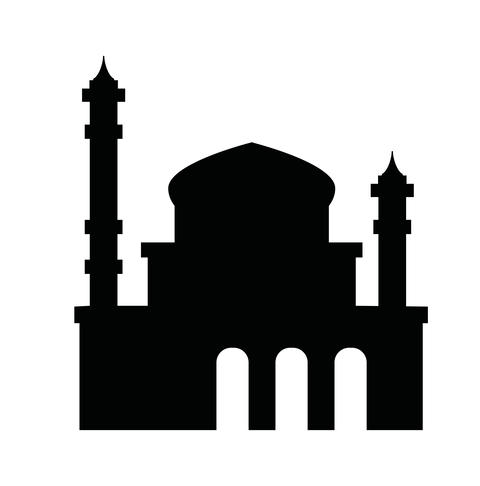 The black single silhouettes of Islamic Ramadan cityscapes background