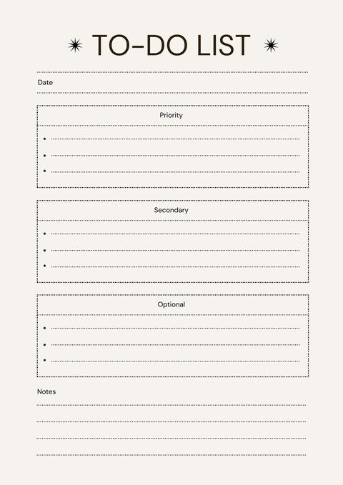 Beige Neutral Simple To-Do List Planner Page A4 Document Printable
