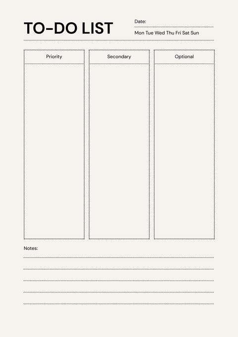 Beige Neutral Simple To-Do List Planner Page A4 Document Printable