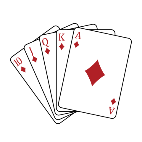 Playing cards - a poker hand consisting of a royal flush diamonds 10 J Q K A, vector illustration is