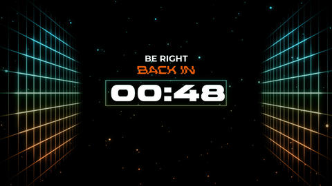 One Minute Countdown Timer with Retro Neon Grid Background