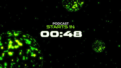 Digital Green Podcast Countdown Timer with Abstract Spheres