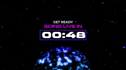 One Minute Countdown for Live Stream with Digital Disco Ball