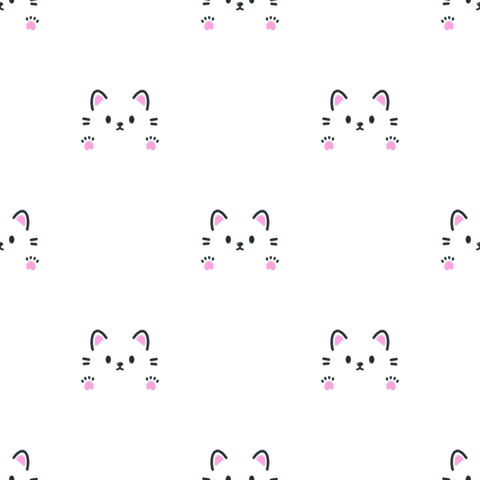 Cute white cat vector seamless pattern