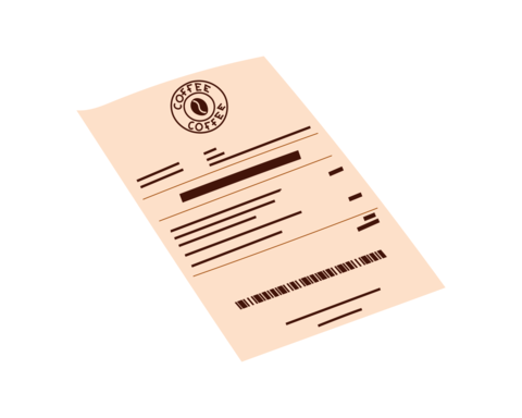 Coffee shop receipt icon minimal flat style. Vector illustration