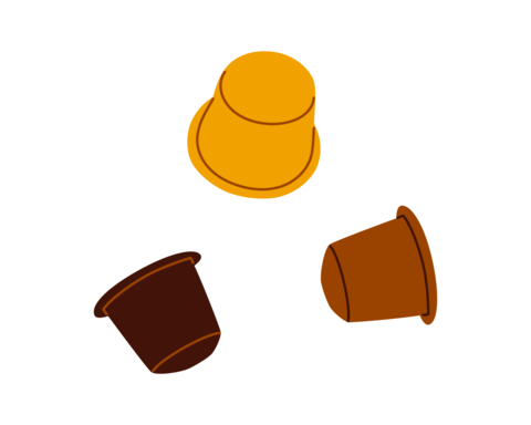 Coffee pod capsules icons set minimal flat style. Vector illustration for packaging, menus, product
