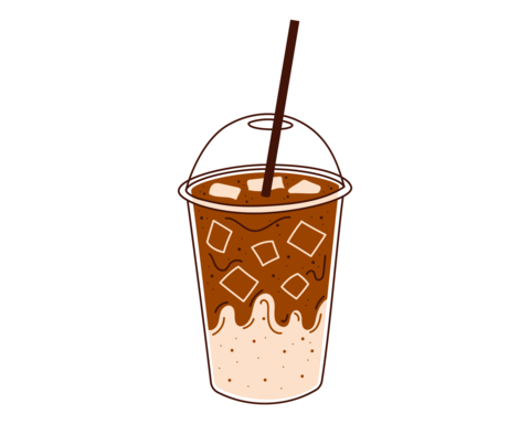 Iced latte summer drink icon minimal flat style. Vector illustration for cafe menu, advertising,