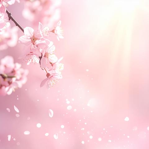 ほのかな光粒子が漂う桜風グラデーション背景