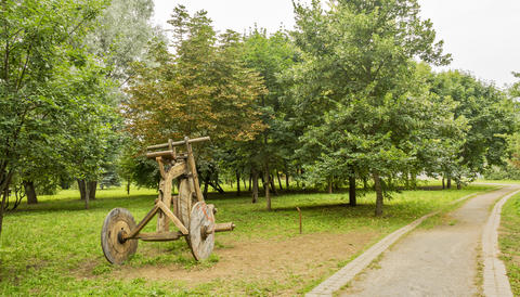 Wooden sculpture tricycle velosibeda