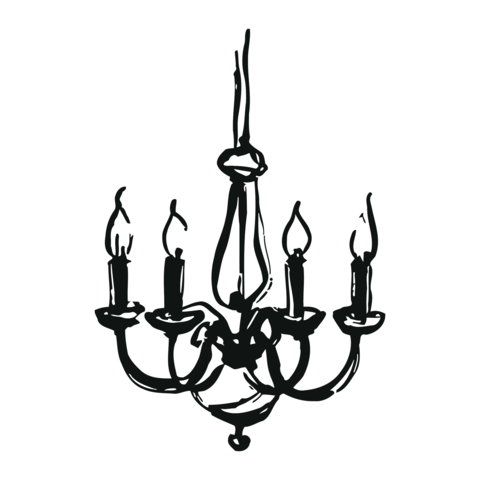 Elegant black chandelier with candles illustration for luxury home decor and interior design inspira