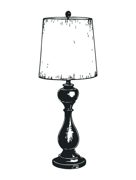 Elegant table lamp with classic design featuring white shade and decorative black base fixture