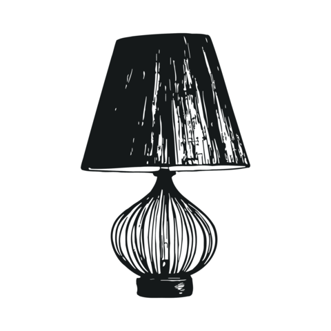 Elegant vintage table lamp with ornate base and pleated lampshade lighting fixture illustration