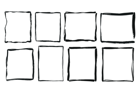 Hand drawn rough sketchy frames for text or image insertion in graphic design projects easily
