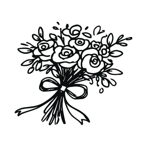 beautiful bouquet of roses illustration with bow for wedding or valentine's day occasion