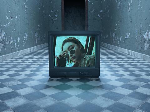 Retro CRT TV Room Mockup