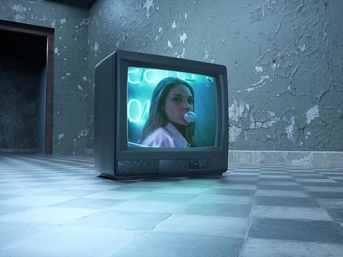 CRT TV Horror Room Mockup