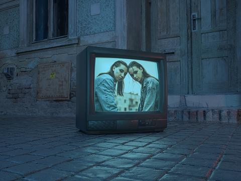 Vintage TV Street Display Mockup