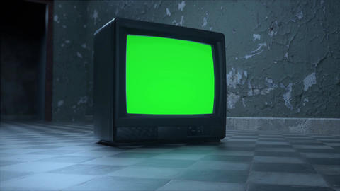 Retro CRT TV Green Screen Footage