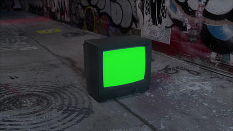 Urban CRT TV Green Screen Footage