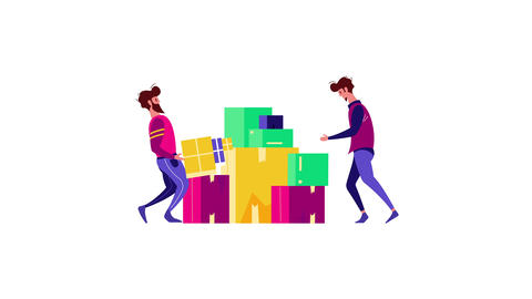 Warehouse Workers Loading Boxes Animation | Lottie JSON + GIF +