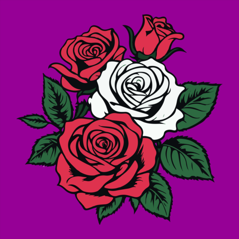 Cute rose cartoon vector art, tattoo style