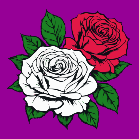 Amazing rose cartoon vector art, tattoo style
