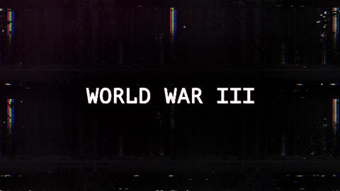World War III Text Glitch Animation with Retro VHS Distortion