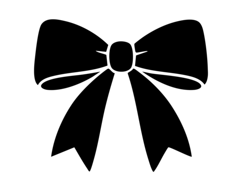 Black silhouette of elegant bow ribbon isolated on white background. concept of fashion accessory
