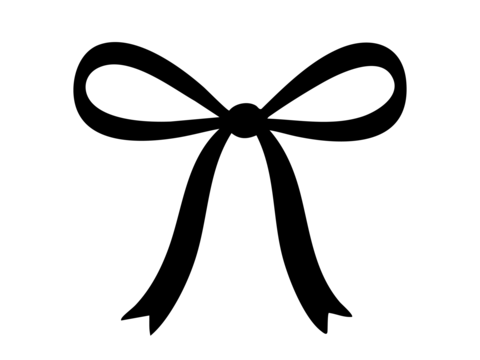 Black silhouette of ribbon bow isolated on white background, elegant design element. concept of gift