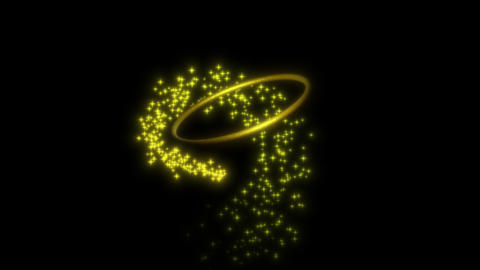 Golden Glowing Ring with Magic Sparkle Particles: Alpha Channel / Loop