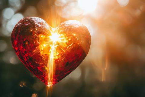 Heart of magic radiates streams of light in an enchanting realm of wonder