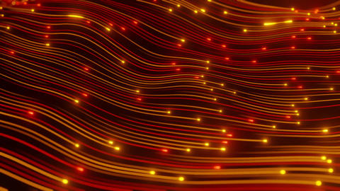 Abstract technology wave of particles. Big data visualization. Dark background with motion green
