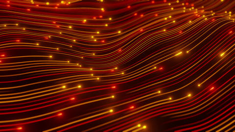 Abstract technology wave of particles. Big data visualization. Dark background with motion green