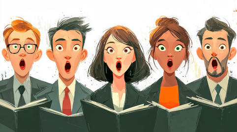 Diverse group of people singing in chorus
